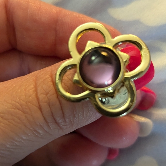 Women's Valeska gold tone purple wide band ring - Picture 2 of 9